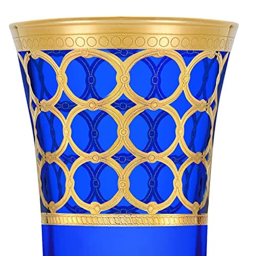 Lorren Home Trends Cobalt Blue Champagne Flutes with Gold Rings, 4-Piece Set