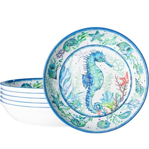 LEHAHA Vintage Red Melamine Pasta Bowls, Set of 6, 9.25" Salad Bowls, Dishwasher Safe… — Coastal