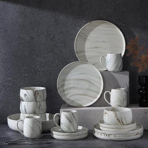 Lorren Home Trends 16-Piece Dinnerware Set, Dishwasher & Microwave Safe