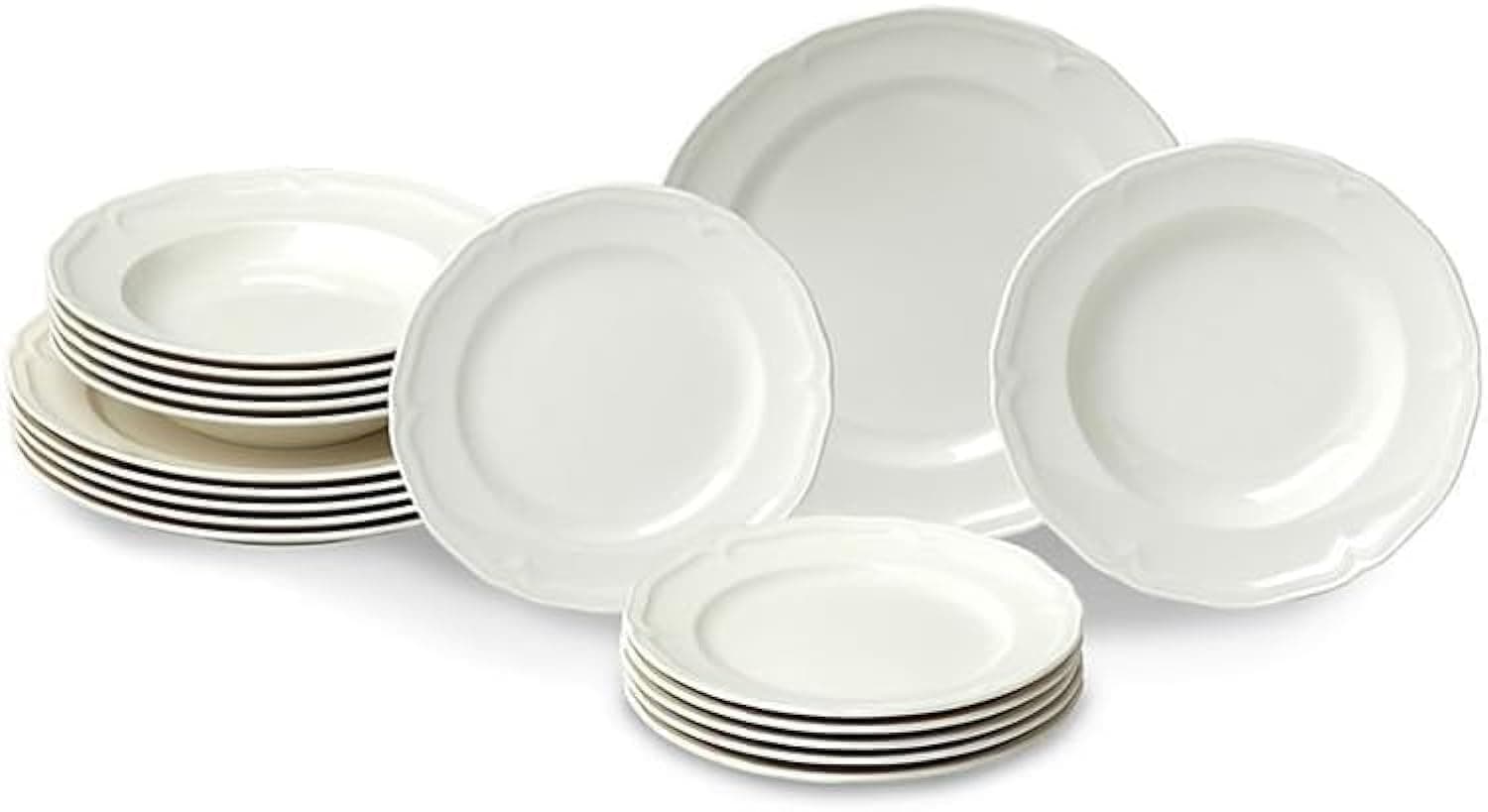 Villeroy & Boch Manoir 18-Piece White Dinnerware Set, Premium Porcelain, Germany