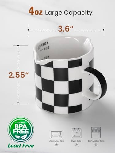 Ceramic Espresso Cups, 5 oz Double Spouts, Perfect for Espresso Machines