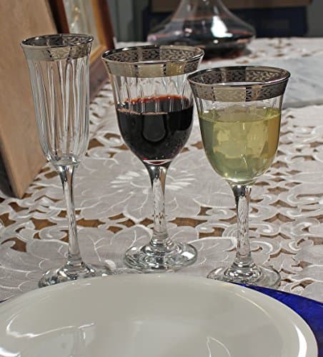 Silver Band Venetian Design White Wine Goblets (Set of 6)