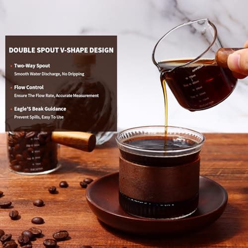 Espresso Shot Glass Set with Wood Handle and Dual Scale, 3.5 OZ