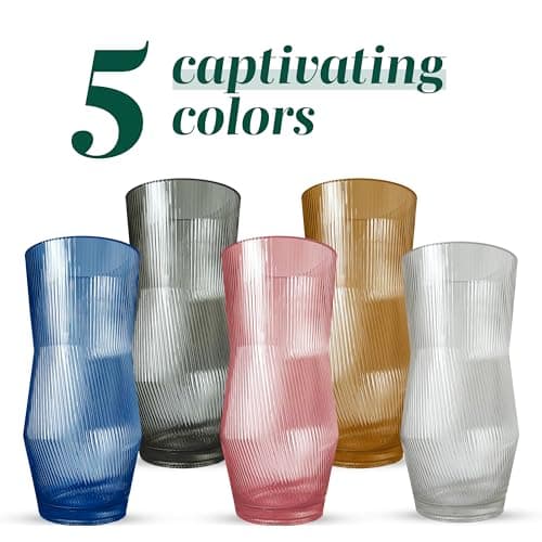Elegant Pink Ribbed Glass Vase for Flowers