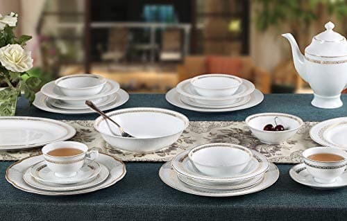 Lorren Home Trends Caramel-57 Dinner Sets, Gold