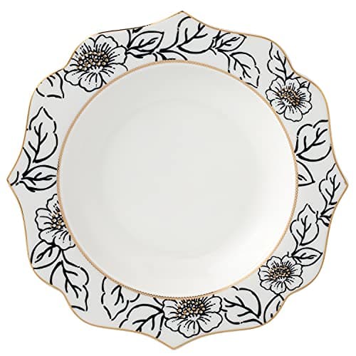 Lorren Home Trends 57 Piece Wavy Black & Gold Bone China Service for 8 - Fiona