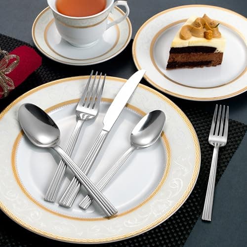 Lorren Home 20 Piece Stainless Steel Flatware Set, Dishwasher Safe, Servings 4
