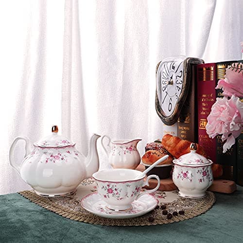 Vintage Porcelain Tea Set for Women - Tea Party Set for 6