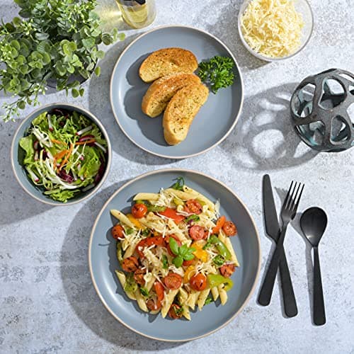 Gibson Home Rockaway Round Stoneware Dinnerware Set, Blue (4 Servings)