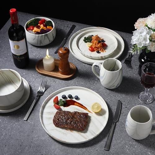 Lorren Home Trends 16-Piece Dinnerware Set, Dishwasher & Microwave Safe