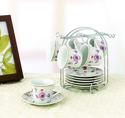 Lorren Home Trends Purple Cups and Saucers, One Size