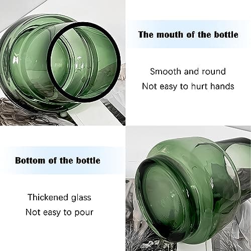 Handmade Modern Large Glass Vase for Flowers, 7.5 Inch (Green)