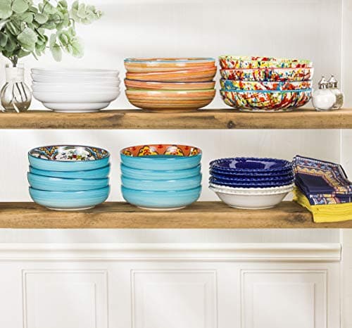 Euro Ceramica White Essential Porcelain Pasta Bowls, Set of 4, Inverted Rim Design