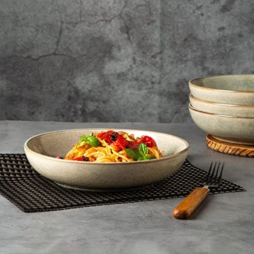 Large 8.5'' Pasta Bowls, Set of 6 Stoneware Serving Bowls
