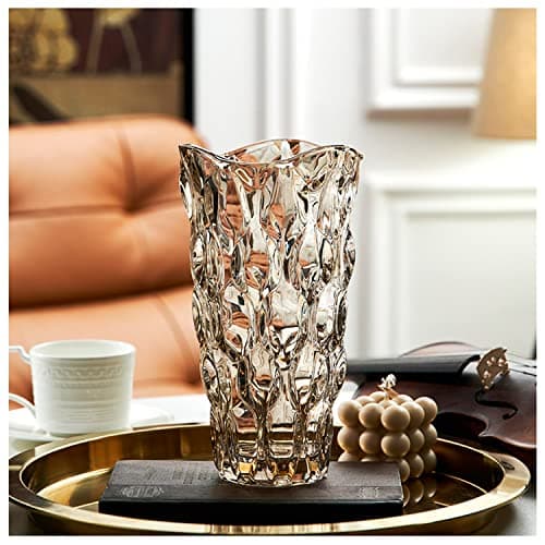 Colorful Green Crystal Clear Glass Vase for Tall Home Centerpieces — Brown