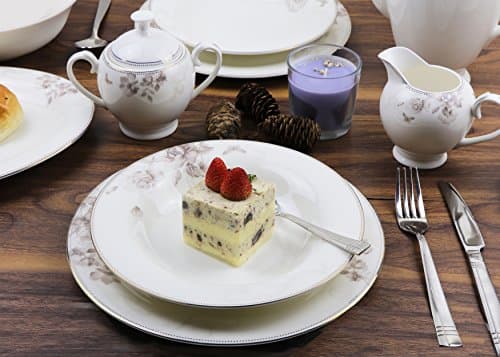 Lorren Home Trends Cora-57 Dinnerware Set - Bone China for 8