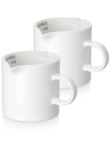 Ceramic Espresso Cups, 5 oz Double Spouts, Perfect for Espresso Machines — White (2 Pack)