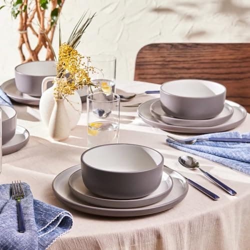 KARACA Salvare 18-Piece Elegant White Dinnerware Set — Gray