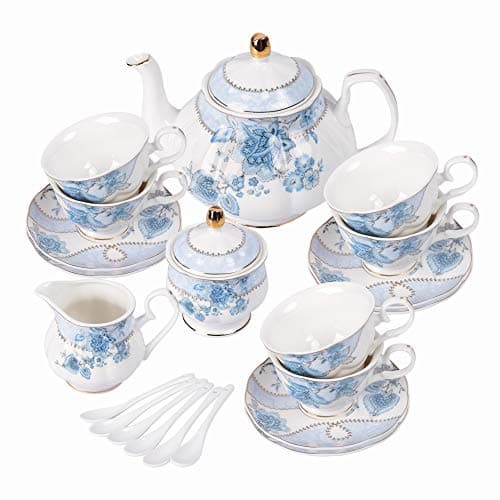 Vintage Porcelain Tea Set for Women - Tea Party Set for 6 — Blue