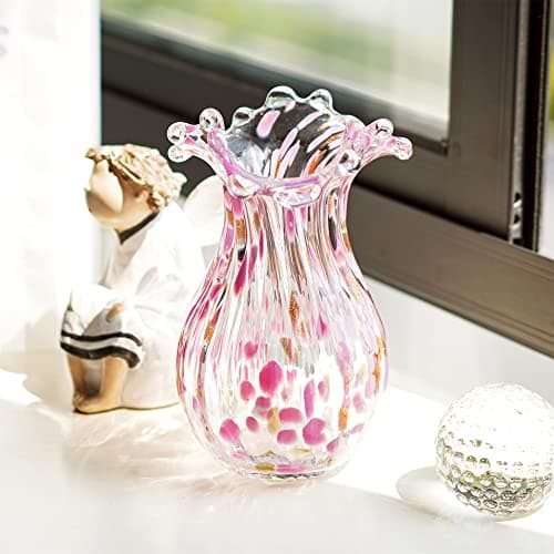 Handblown Glass Vase, Modern Flower Vase for Home Decor