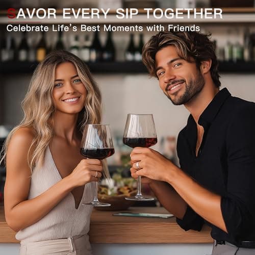 18oz Clear Hand Blown Crystal Wine Glasses Set of 6 – Unique Wedding Birthday Gift