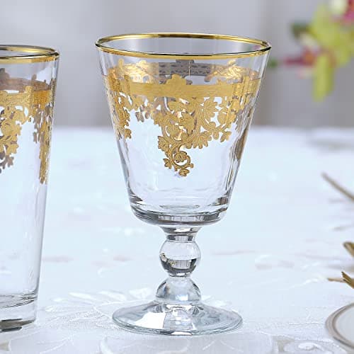 Lorren Home Trends Rosalia Gold Short Goblets Set