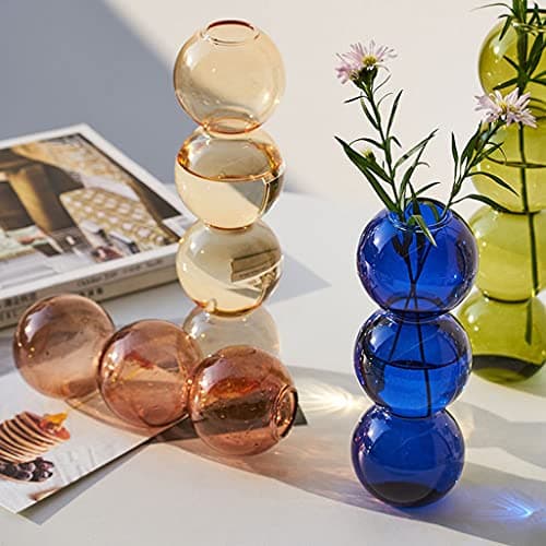Green Glass Vase Decor for Living Room & Bedroom - Home Accessories