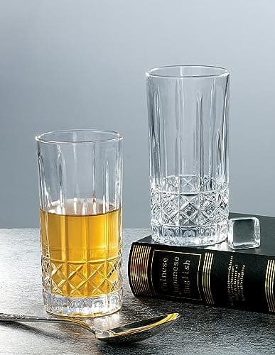 Lorren Home Trends Textured Cut Glass 12oz Drinking Glass Set of 6