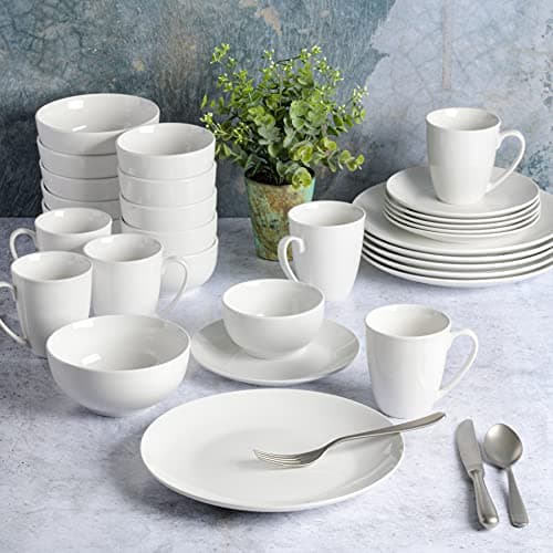 Gibson Home Zen Buffet Porcelain Dinnerware Set for 6 (30pcs), White