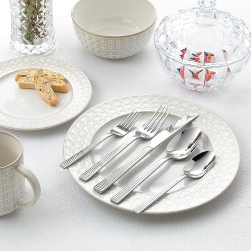Lorren Home 20 Piece Stainless Steel Flatware Set, Dishwasher Safe, Servings 4