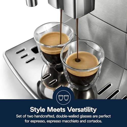 DeLonghi 3oz Double Wall Thermal Espresso Glasses, Set of 2