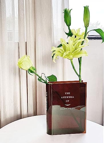 20" Clear Glass Vase for Pampas Grass & Home Decor — Brown Book Shape Vase