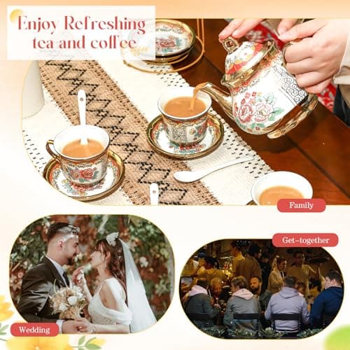 Vintage Gold Plated Tea Set for Women, Serving 6 People