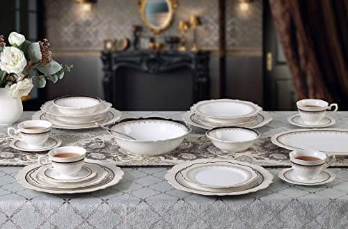 Lorren Home Trends Dalilah Dinnerware Set, Navy