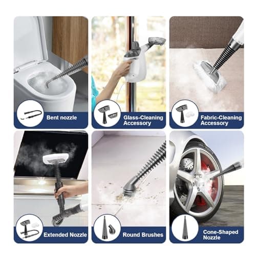 Multipurpose Steam Cleaner with 16 PCS Accessory, 16oz Capacity, Safety Lock, White