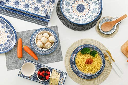 Bico Havana Ceramic Pasta Bowls (Set of 5) - 1 x 214oz, 4 x 35oz - for Pasta, Salad, Microwave & Dishwasher Safe - Housewarming Gift