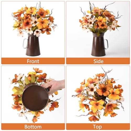 Artificial Silk Flowers with Vase for Home Office and Dining Table
