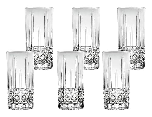 Lorren Home Trends Textured Cut Glass 12oz Drinking Glass Set of 6