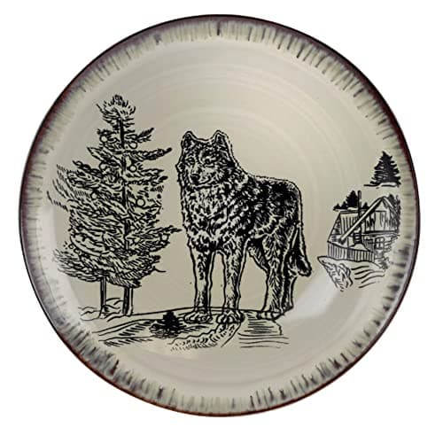 Elama Majestic Elk Round Stoneware Dinnerware Set Taupe
