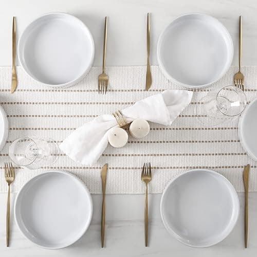 Stoneware Celina Bowl Set, 4-Piece White Pasta Bowls for Kitchen