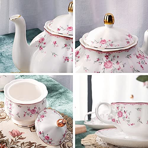 Vintage Porcelain Tea Set for Women - Tea Party Set for 6