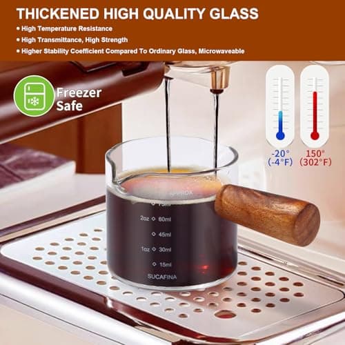 Espresso Shot Glass Set with Wood Handle and Dual Scale, 3.5 OZ