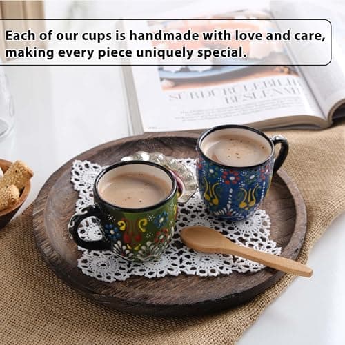 Modern Stackable Ceramic Espresso Cup Set (Green/Blue)