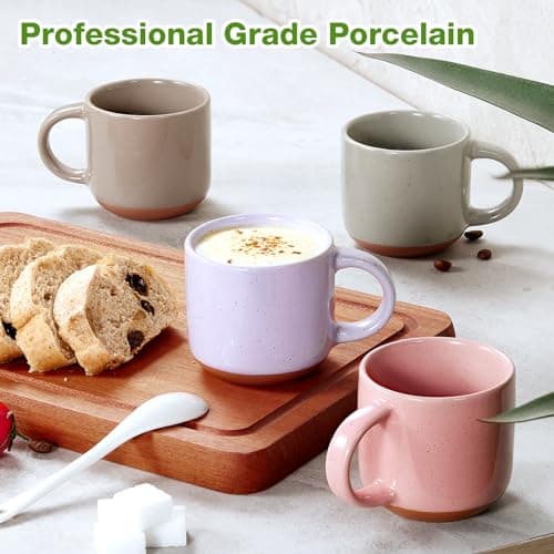 Morandi Color Ceramic Espresso Cups Set of 6, Microwave & Dishwasher Safe