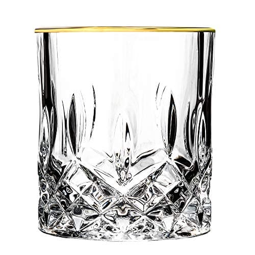 Lorren Home Trends Siena Collection Gold Trimmed 4-Piece Shot Glass Set