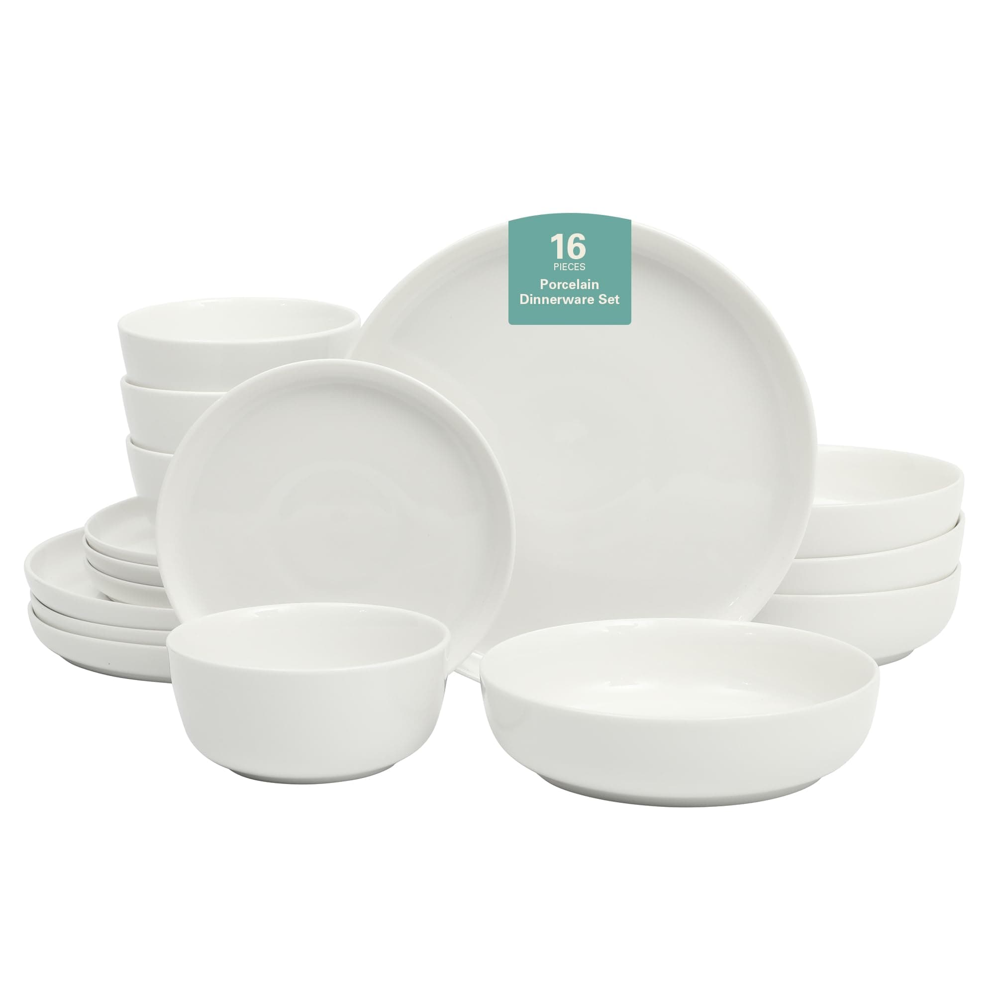 Gibson Home Oslo Porcelain Chip & Scratch Resistant Dinnerware Set, White (16pcs, Service for 4)