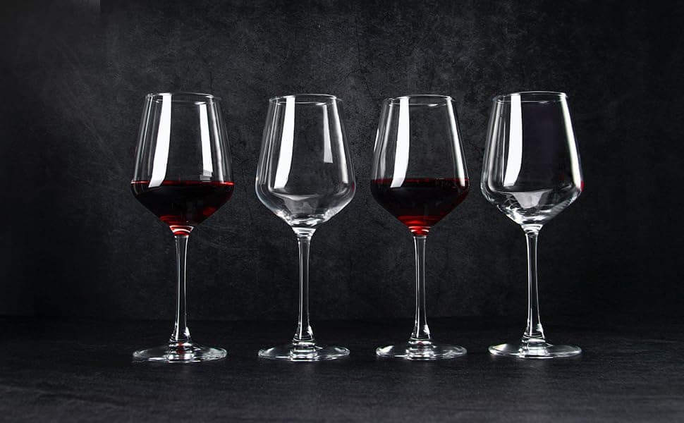 Durable Red & White Wine Glasses Set of 8, 12 oz for Weddings & Parties