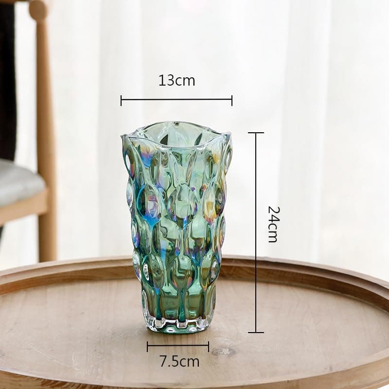 Colorful Green Crystal Clear Glass Vase for Tall Home Centerpieces