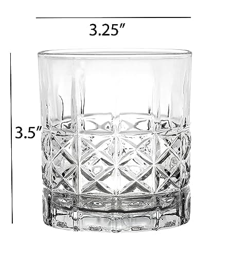 Lorren Home Trends Set of 6 Tall 11 Ounce Textured Cut Double Old Fashion Glasses