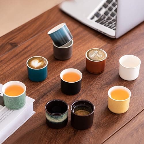 Ceramic Espresso Cups Set of 2, 2.5oz Demitasse Shots